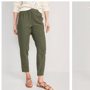 High-Waisted Cropped Linen-Blend Tapered Pants for Women